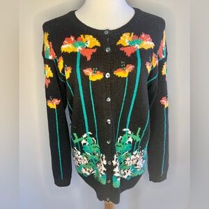 Vintage Needleworks Floral Forest Button-Up Cardigan